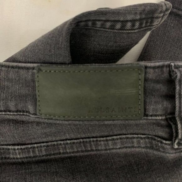 Allsaints Womens Skinny Fit Charcoal Gray Denim Jeans W26 With Ankle Zippers - Picture 3 of 8